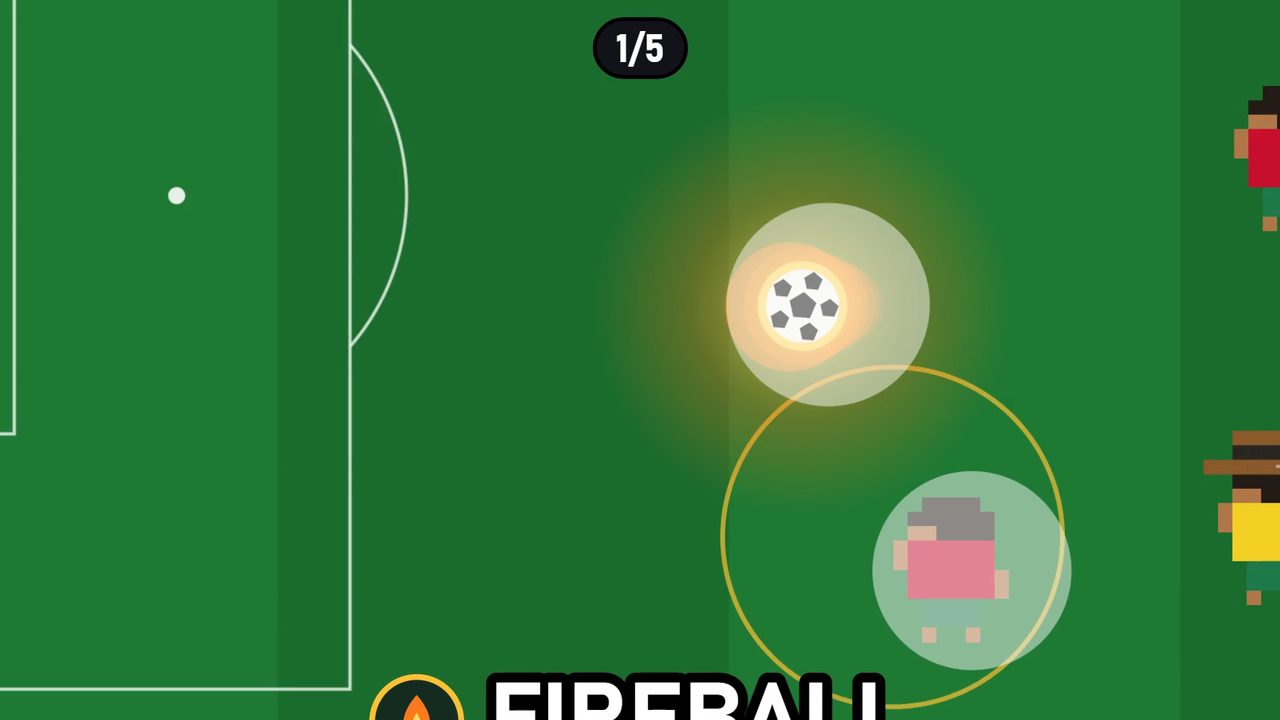 The ball on fire in the middle of the pitch