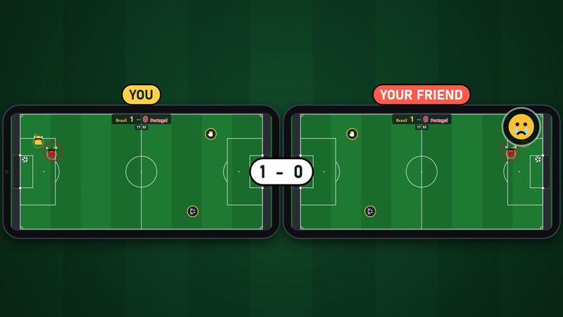 Two phones side by side in the same online match